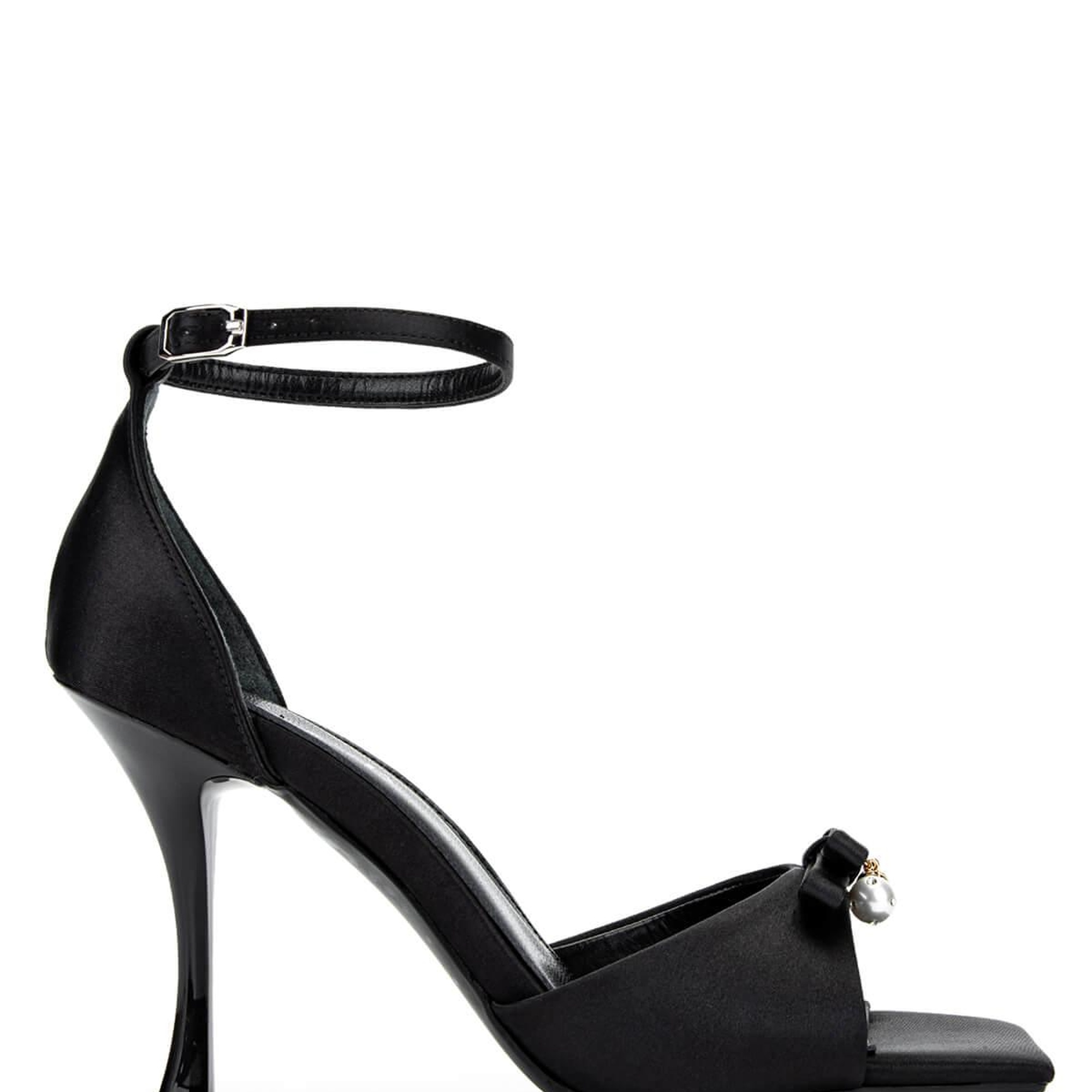 Tamer Tanca Kadın Hakiki Deri Siyah Saten Topuklu Ayakkabı