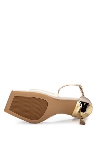  Tamer Tanca Kadın Hakiki Deri Bej Topuklu Ayakkabı