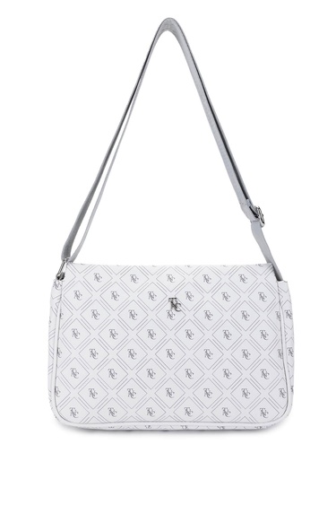  Tamer Tanca Kadın Vegan Beyaz Desen Omuz Çanta