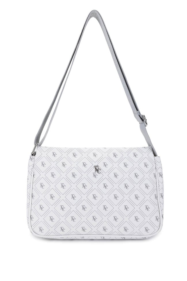  Tamer Tanca Kadın Vegan Beyaz Desen Omuz Çanta