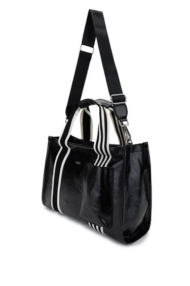  Tamer Tanca Kadın Vegan Siyah Rugan Omuz Çanta