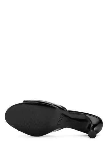  Tamer Tanca Kadın Hakiki Deri Siyah Rugan Topuklu Terlik