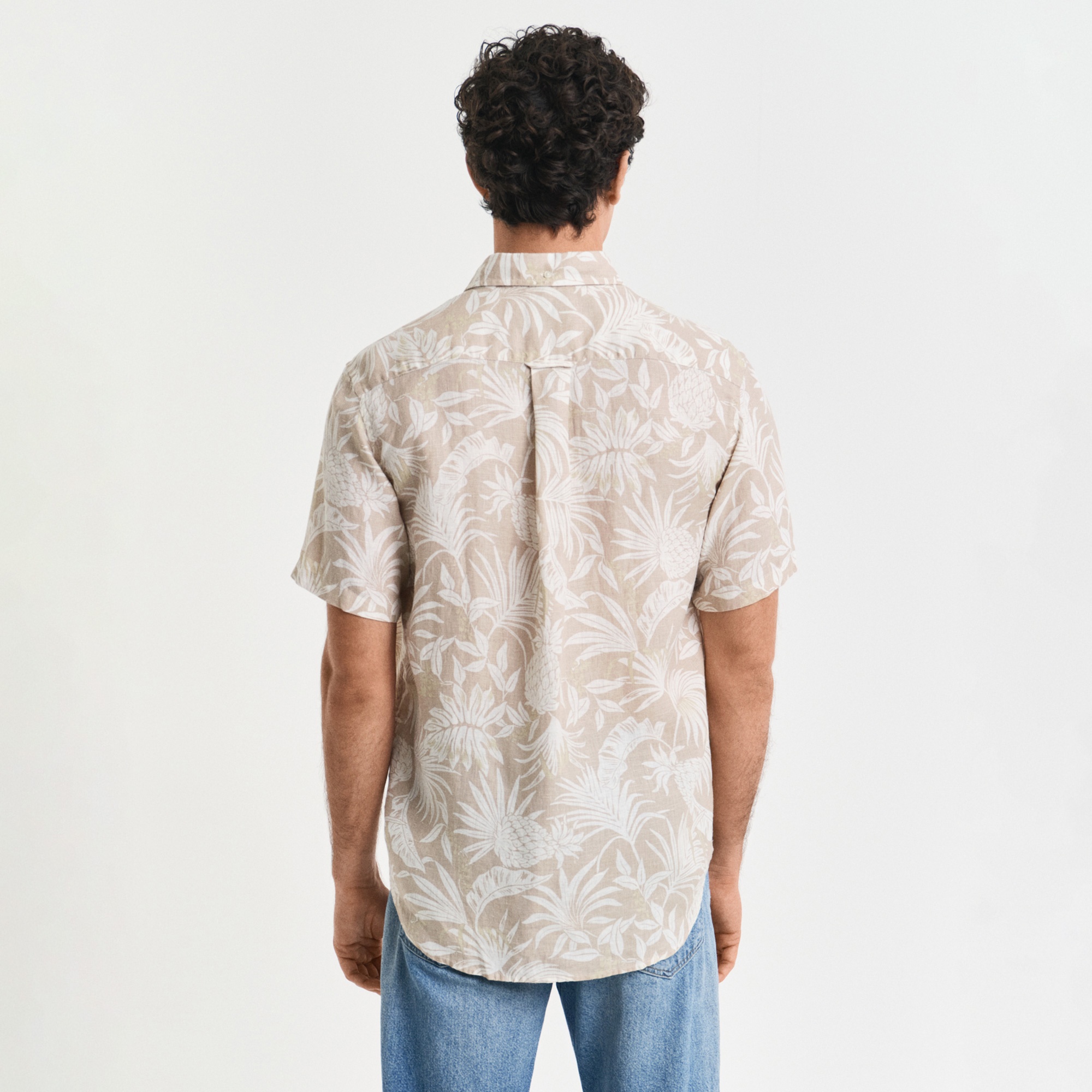 GANT Erkek Bej Regular Fit Düğmeli Yaka Desenli Gömlek