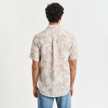  GANT Erkek Bej Regular Fit Düğmeli Yaka Desenli Gömlek