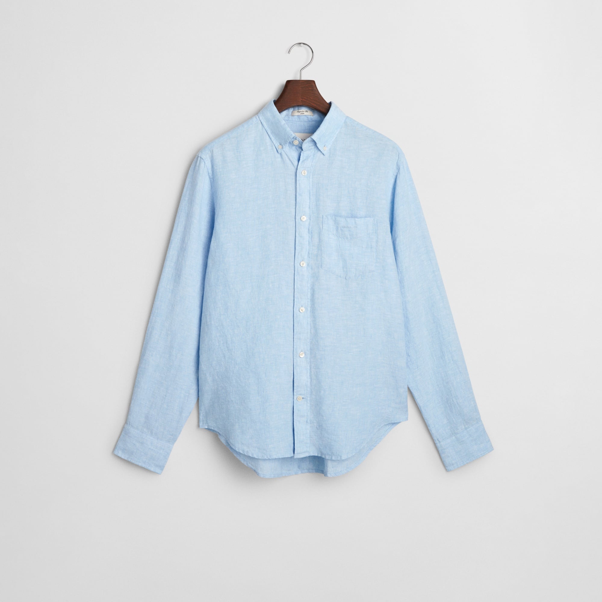 GANT Erkek Mavi Regular Fit Düğmeli Yaka Keten Gömlek