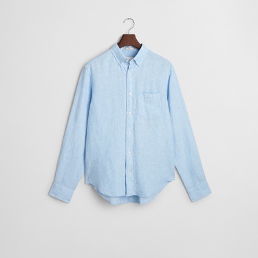 GANT Erkek Mavi Regular Fit Düğmeli Yaka Keten Gömlek
