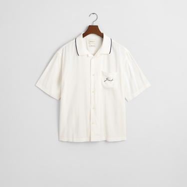  GANT Erkek Krem Relaxed Fit Klasik Yaka Logolu Gömlek