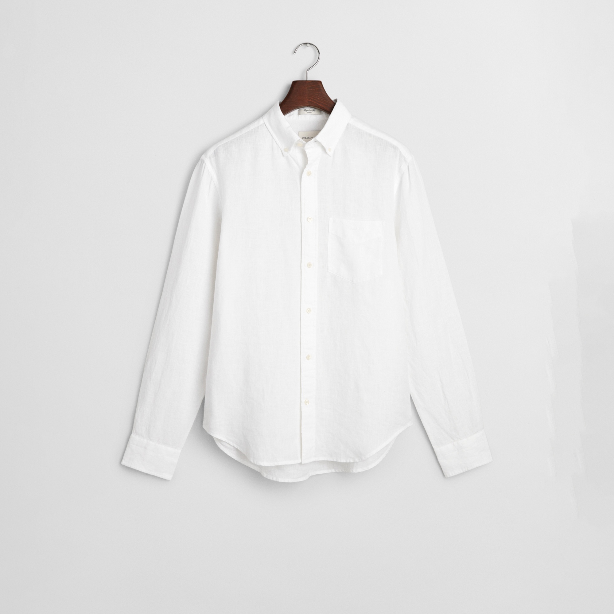 GANT Erkek Beyaz Regular Fit Düğmeli Yaka Keten Gömlek