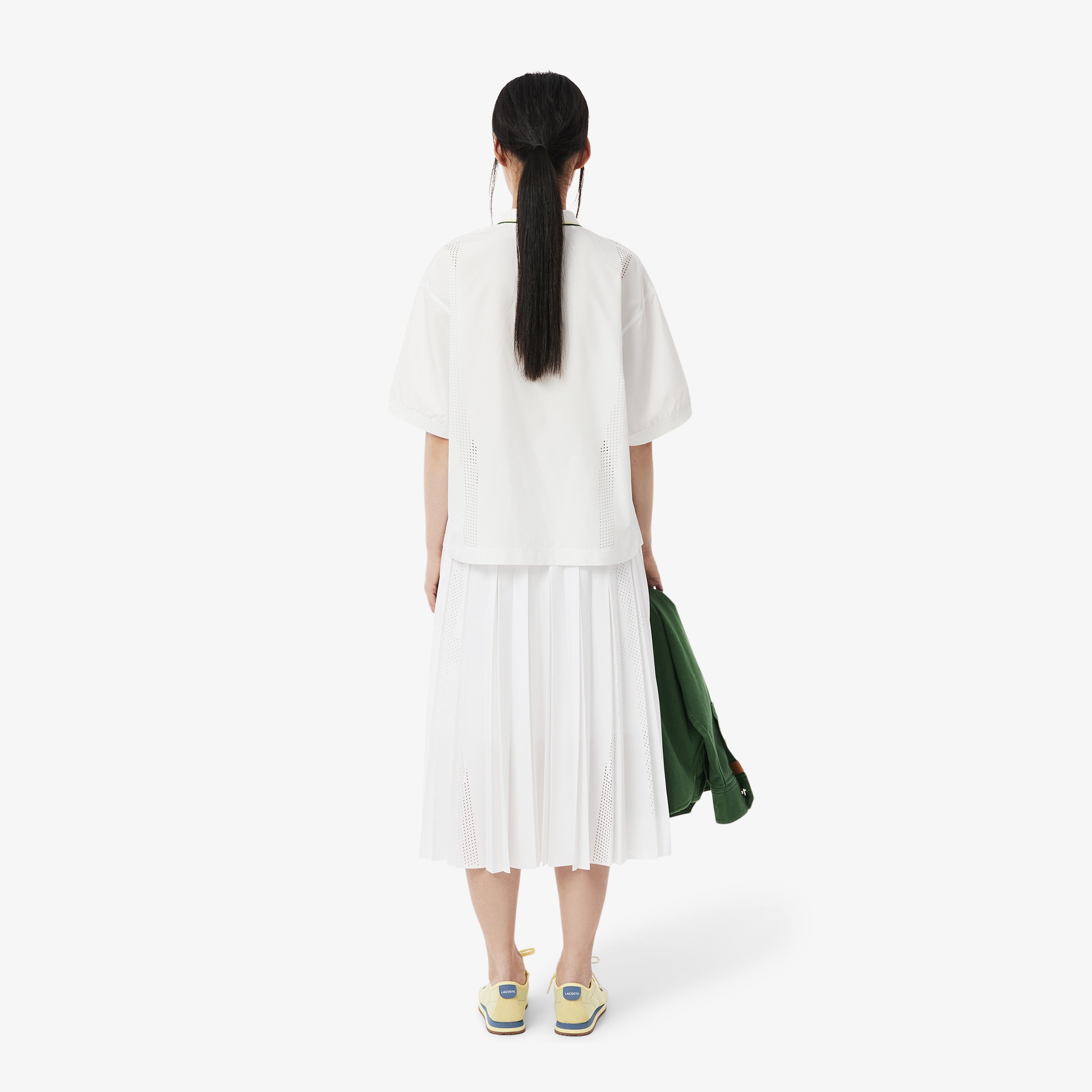 Lacoste Kadın Flare Fit Pileli Beyaz Etek