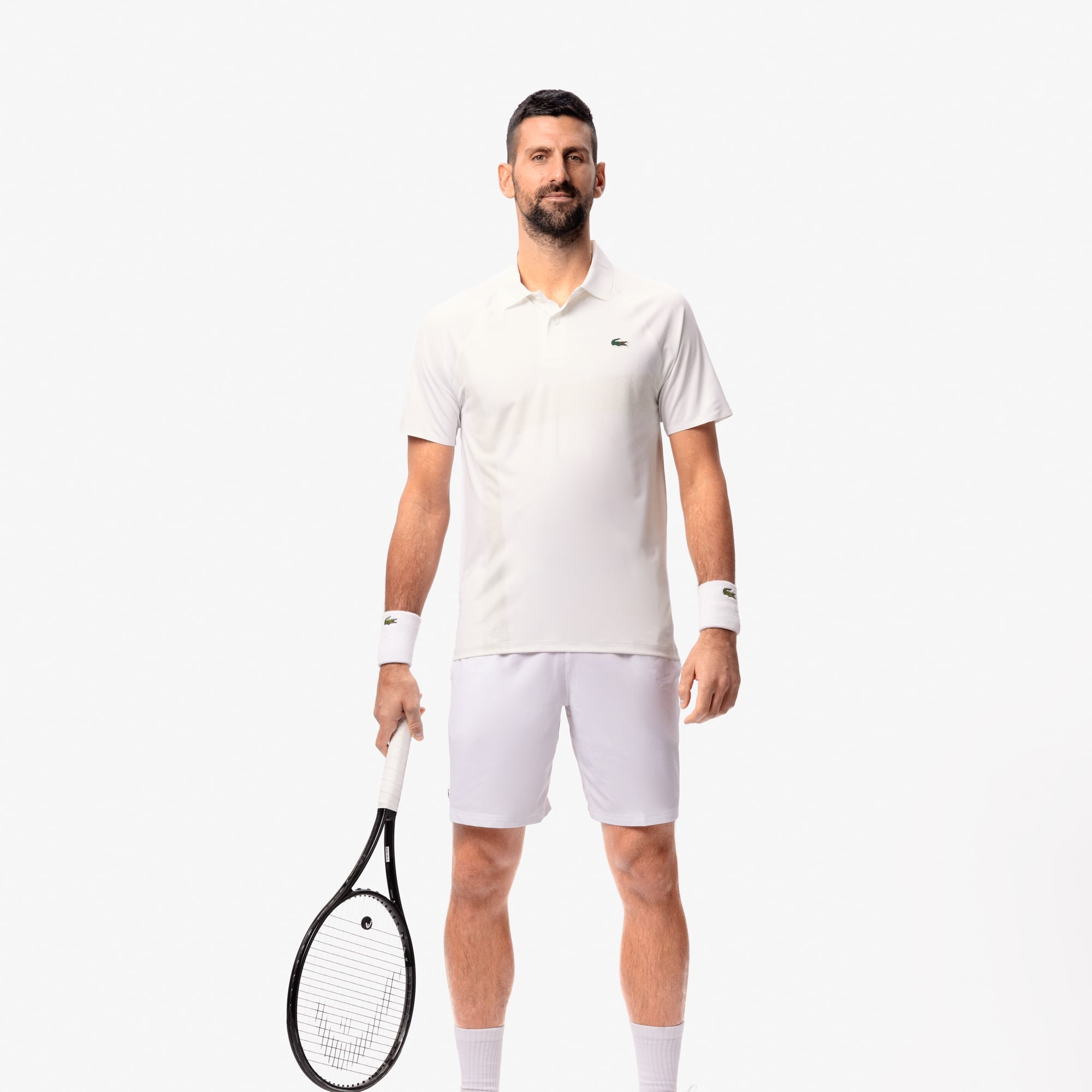 SPORT X Novak Djokovic Erkek Slim Fit Baskılı Beyaz Polo