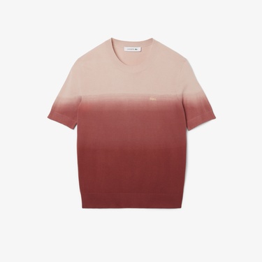  Kadın Classic Fit Kısa Kollu Bisiklet Yaka Renk Bloklu Pembe Triko