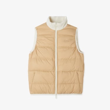  Lacoste Kadın Kapitone Regular Fit Dik Yaka Çift Taraflı Beyaz Yelek