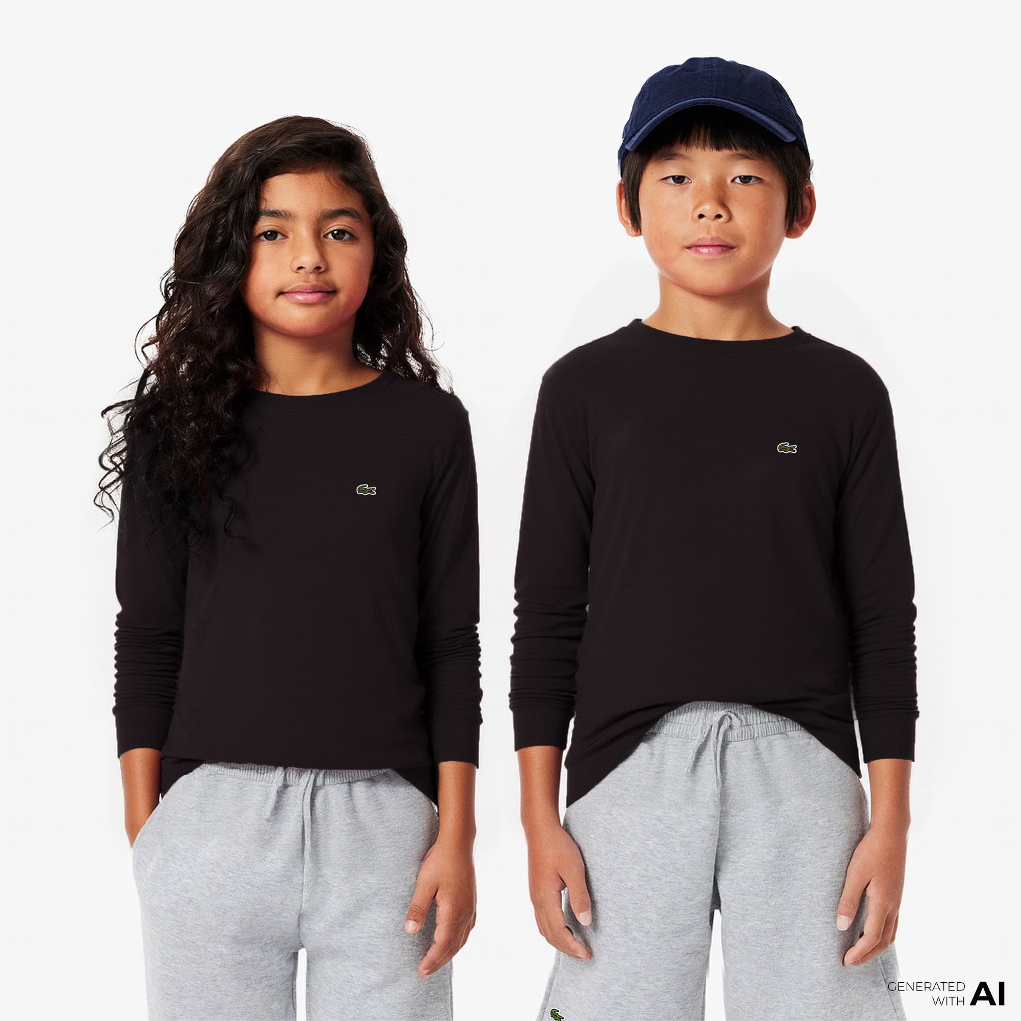 Lacoste Çocuk Uzun Kollu Bisiklet Yaka Siyah T-Shirt