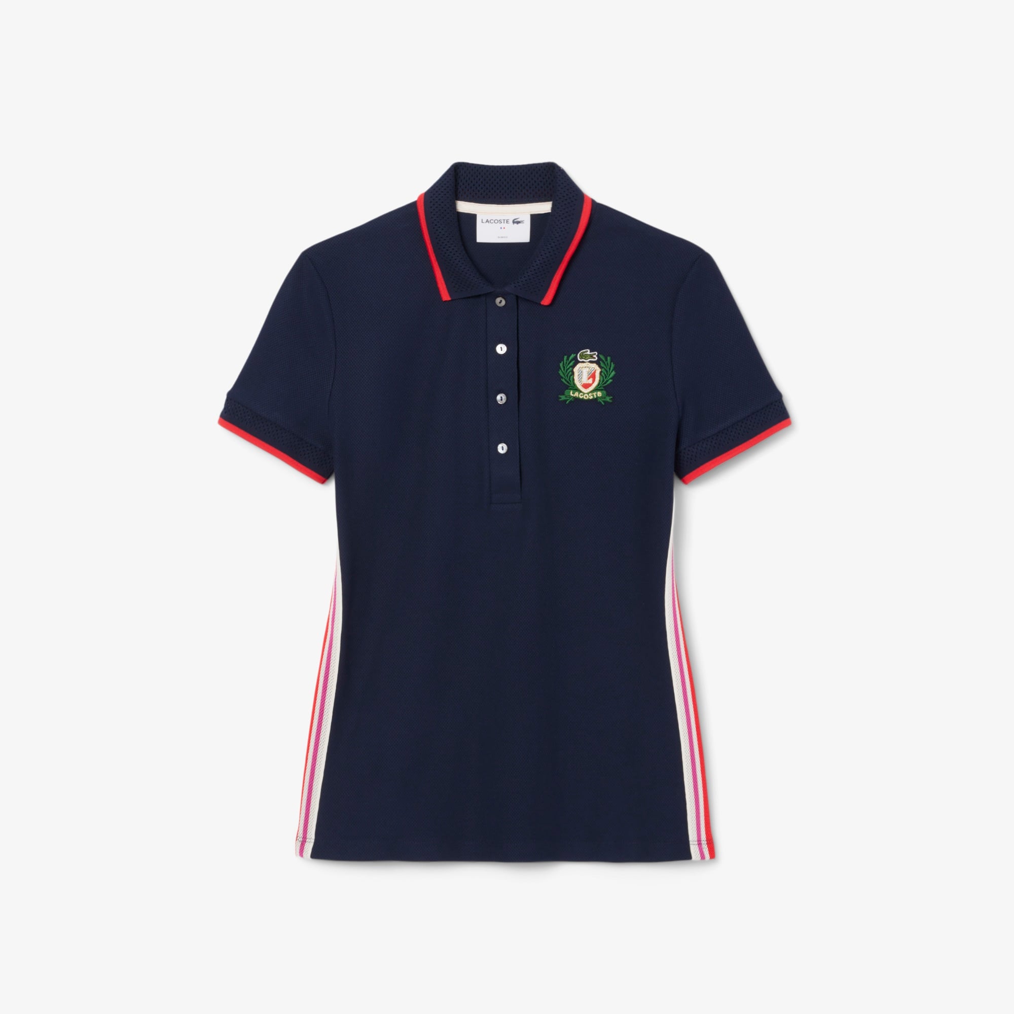 Kadın Slim Fit Renk Bloklu Lacivert Polo