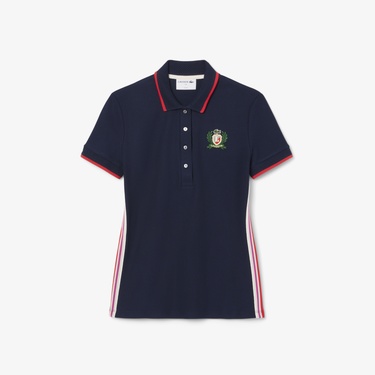  Kadın Slim Fit Renk Bloklu Lacivert Polo