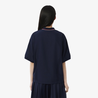  Kadın Oversize Fit Kısa Kollu Lacivert Polo