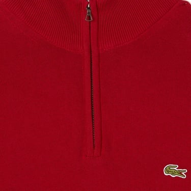  Lacoste Erkek Regular Fit Yarım Fermuarlı Kırmızı Kazak