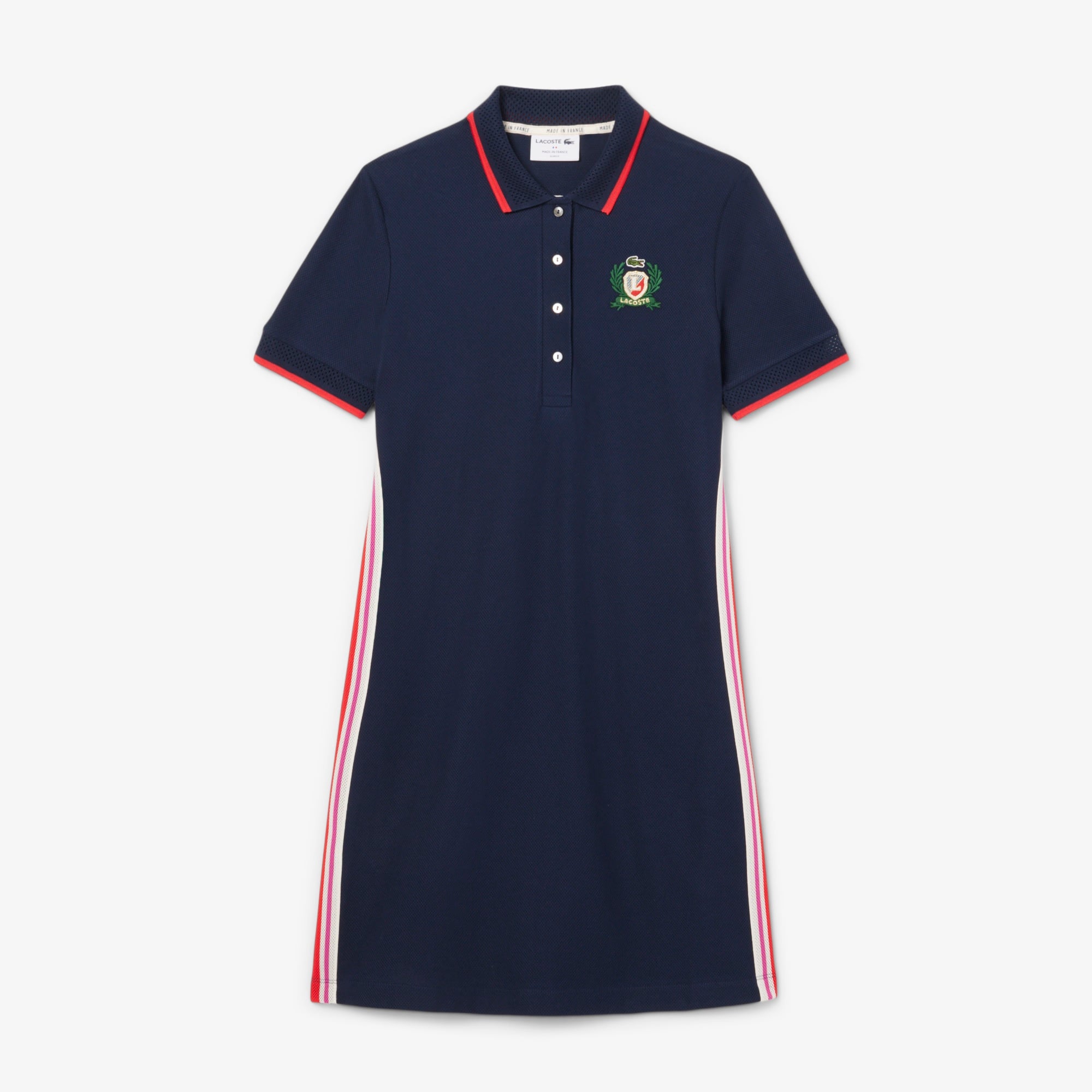 Lacoste Kadın Slim Fit Kısa Kollu Polo Yaka Renk Bloklu Lacivert Elbise