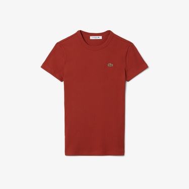  Lacoste Kadın Slim Fit Bisiklet Yaka Kırmızı T-Shirt