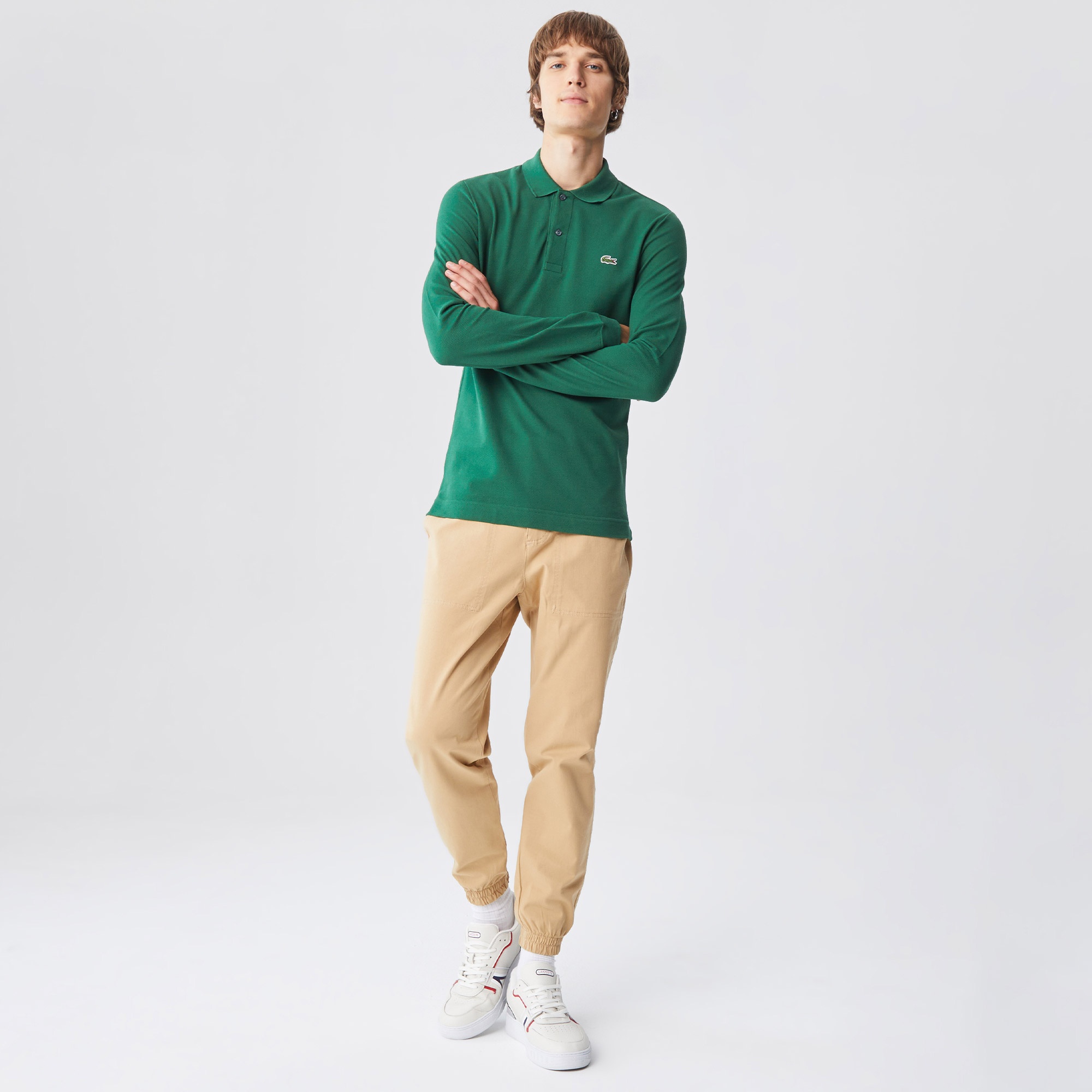Lacoste L.12.12 Erkek Slim Fit Uzun Kollu Yeşil Polo