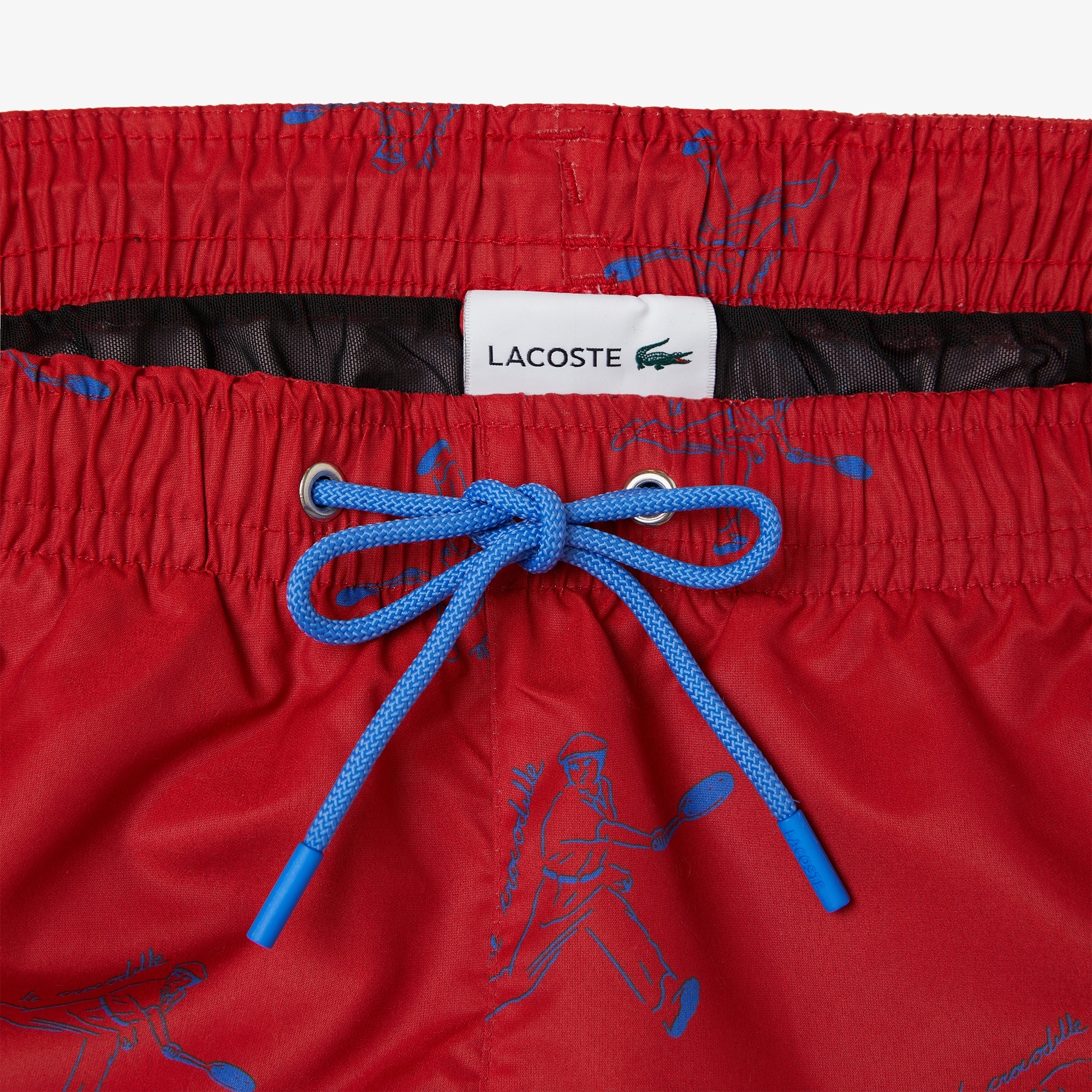 Lacoste Erkek Regular Fit Desenli Kırmızı Deniz Şortu