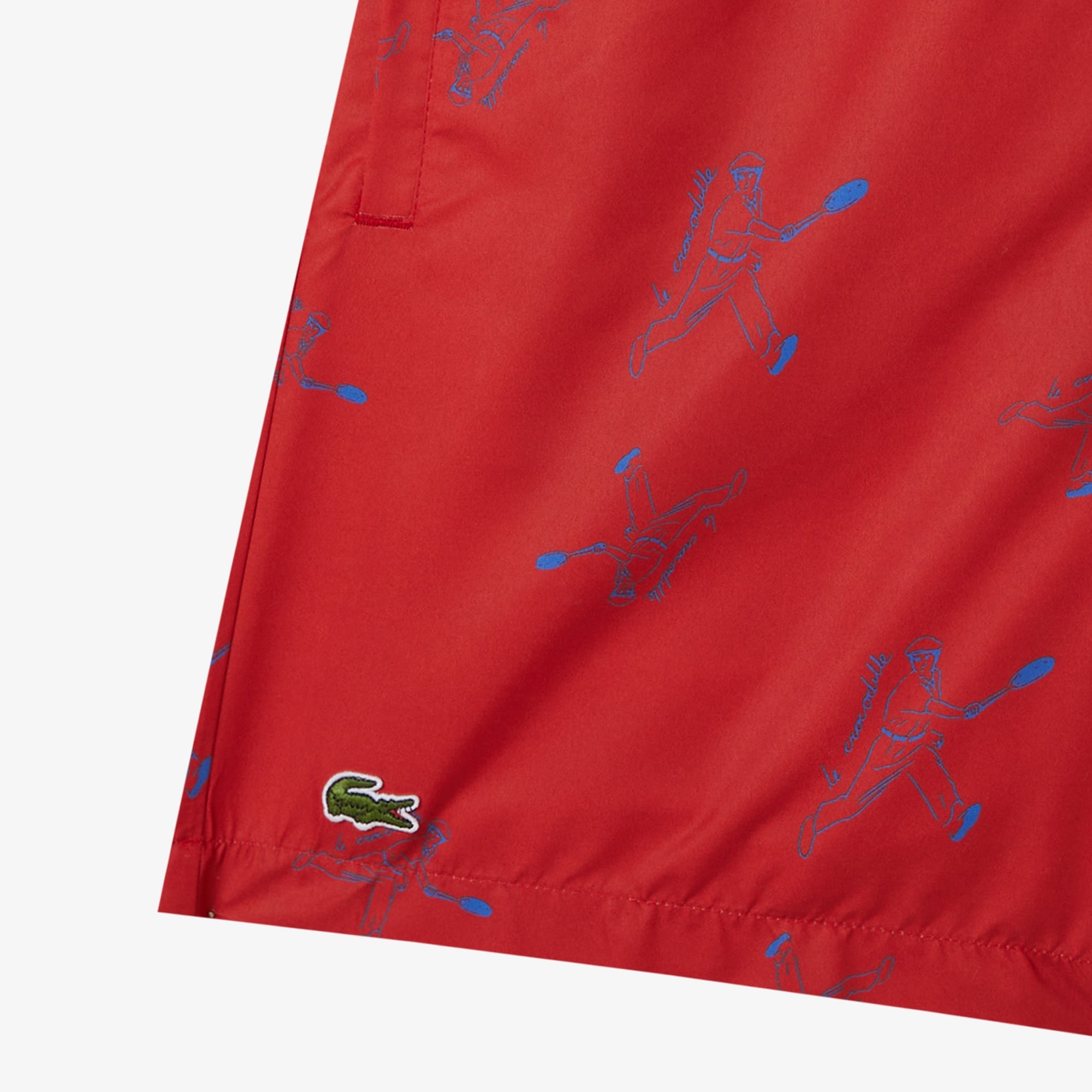 Lacoste Erkek Regular Fit Desenli Kırmızı Deniz Şortu