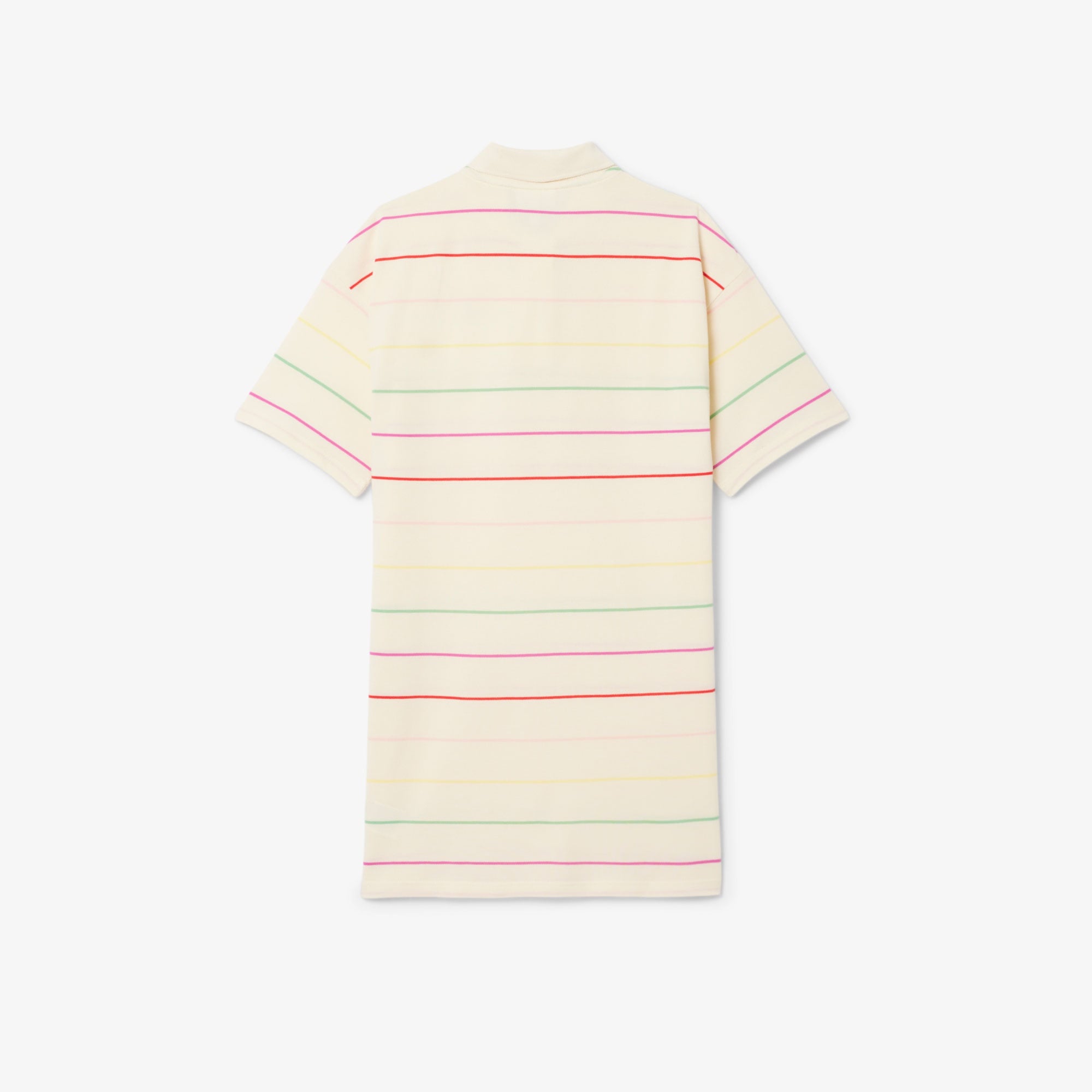 Kız Çocuk Kısa Kollu Polo Yaka Çizgili Krem Elbise