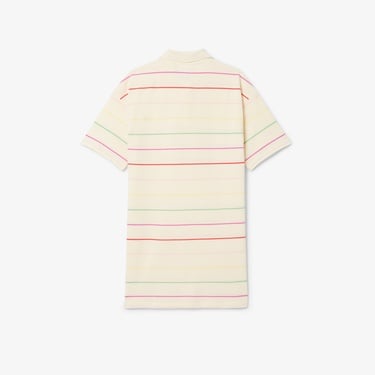  Kız Çocuk Kısa Kollu Polo Yaka Çizgili Krem Elbise