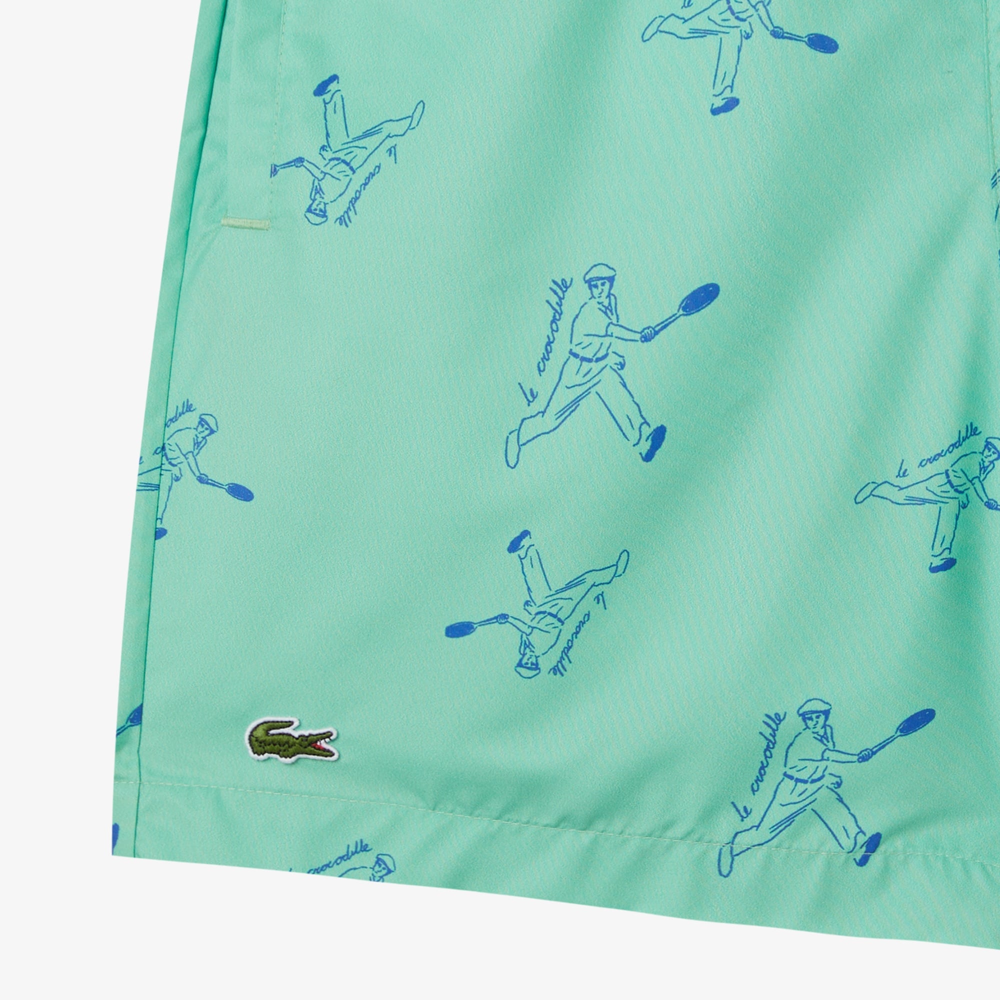 Lacoste Erkek Regular Fit Desenli Yeşil Deniz Şortu