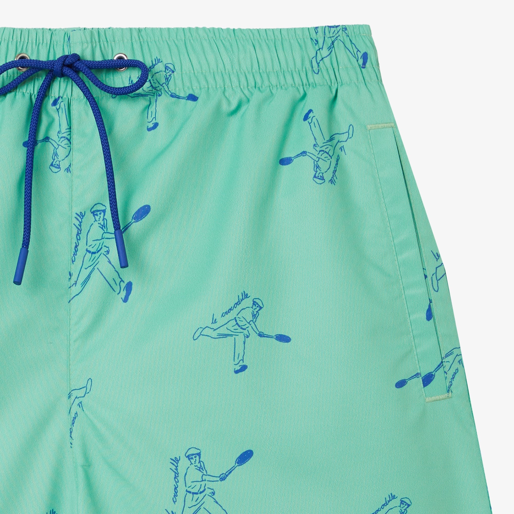 Lacoste Erkek Regular Fit Desenli Yeşil Deniz Şortu