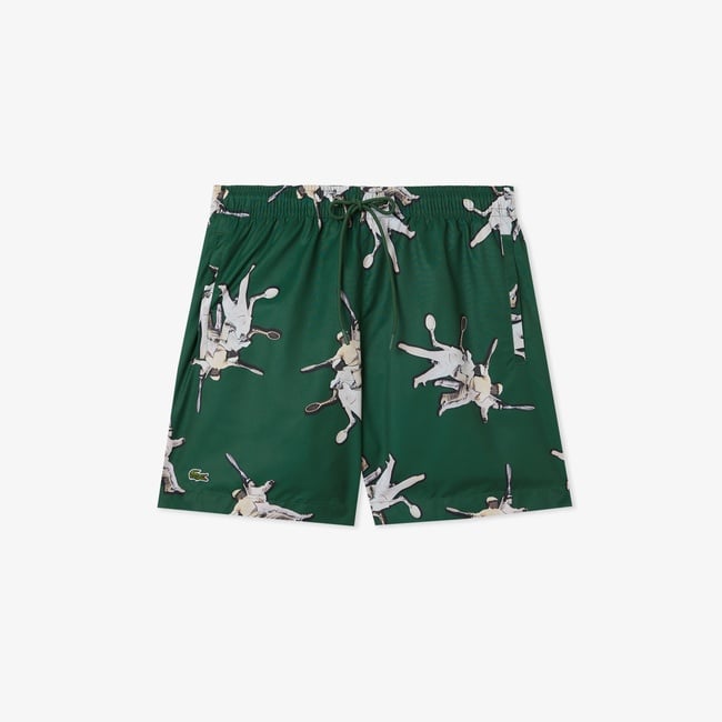  Erkek Regular Fit Desenli Yeşil Mayo