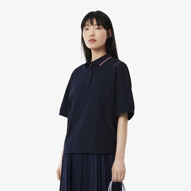  Kadın Oversize Fit Kısa Kollu Lacivert Polo