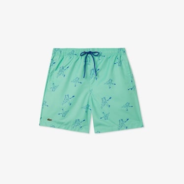  Erkek Regular Fit Desenli Yeşil Mayo