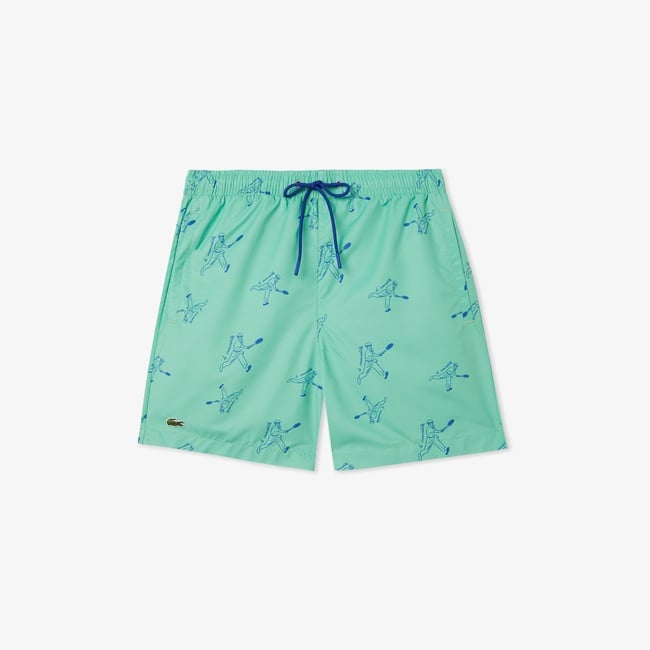  Erkek Regular Fit Desenli Yeşil Mayo