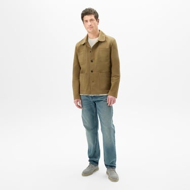  Erkek Hardal Gömlek Yaka Nubuk Ceket