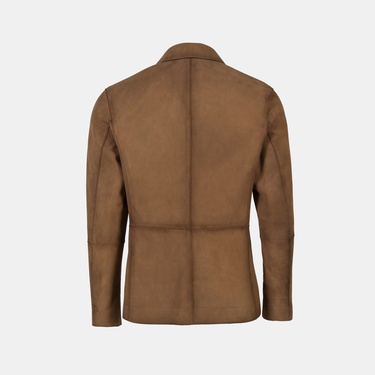 Erkek Taba Yakalı Süet Deri Blazer Ceket