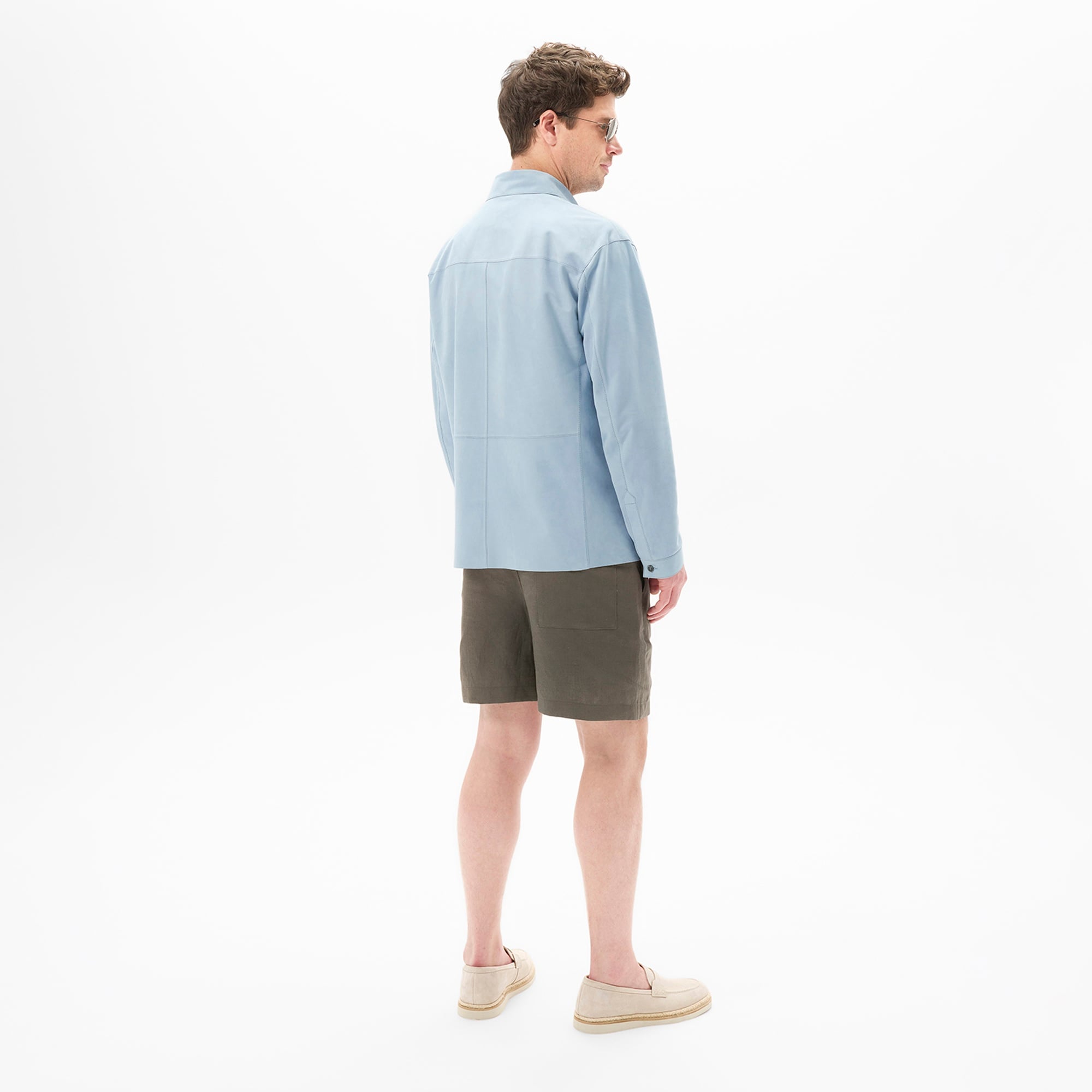 Erkek Mavi Süet Gömlek