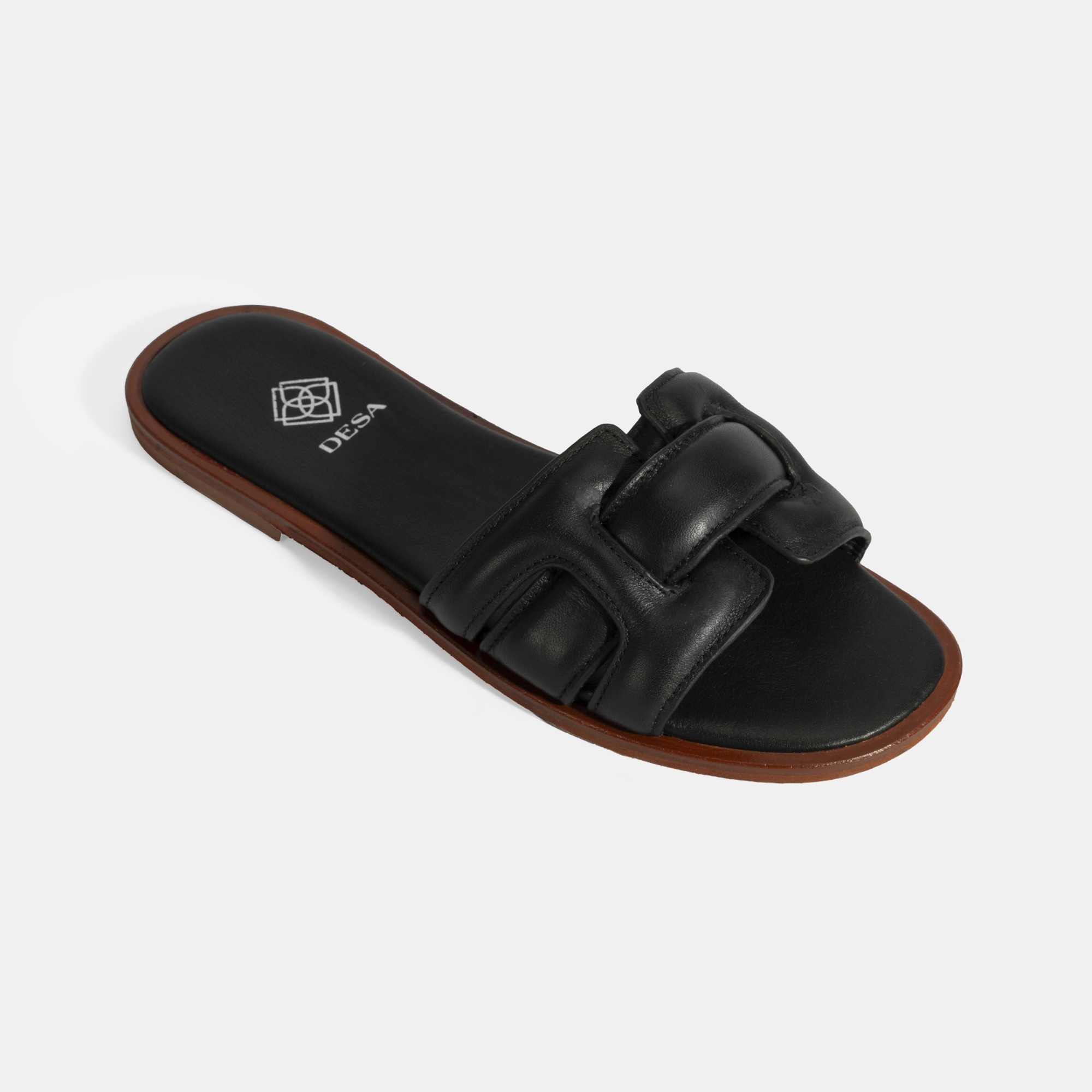 Kadın Siyah Deri Terlik