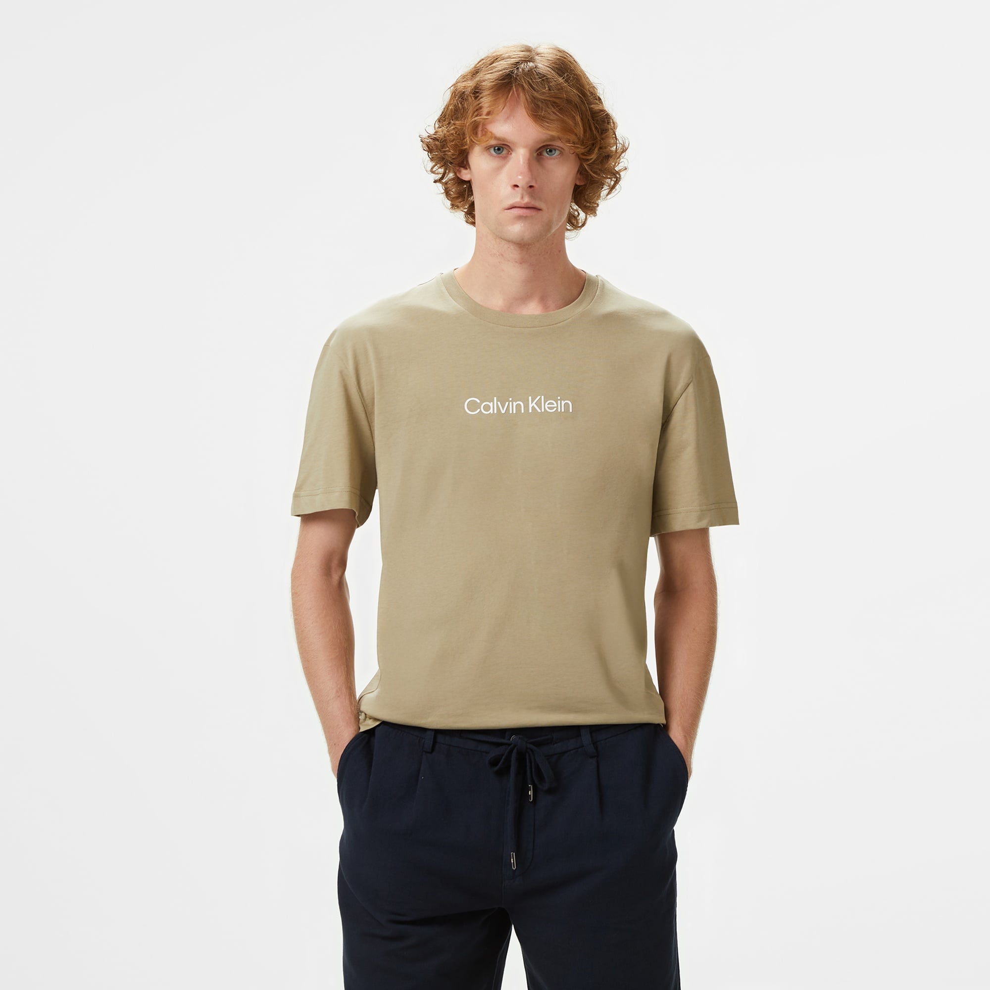 Calvin Klein Hero Logo Comfort Erkek Bej T-Shirt