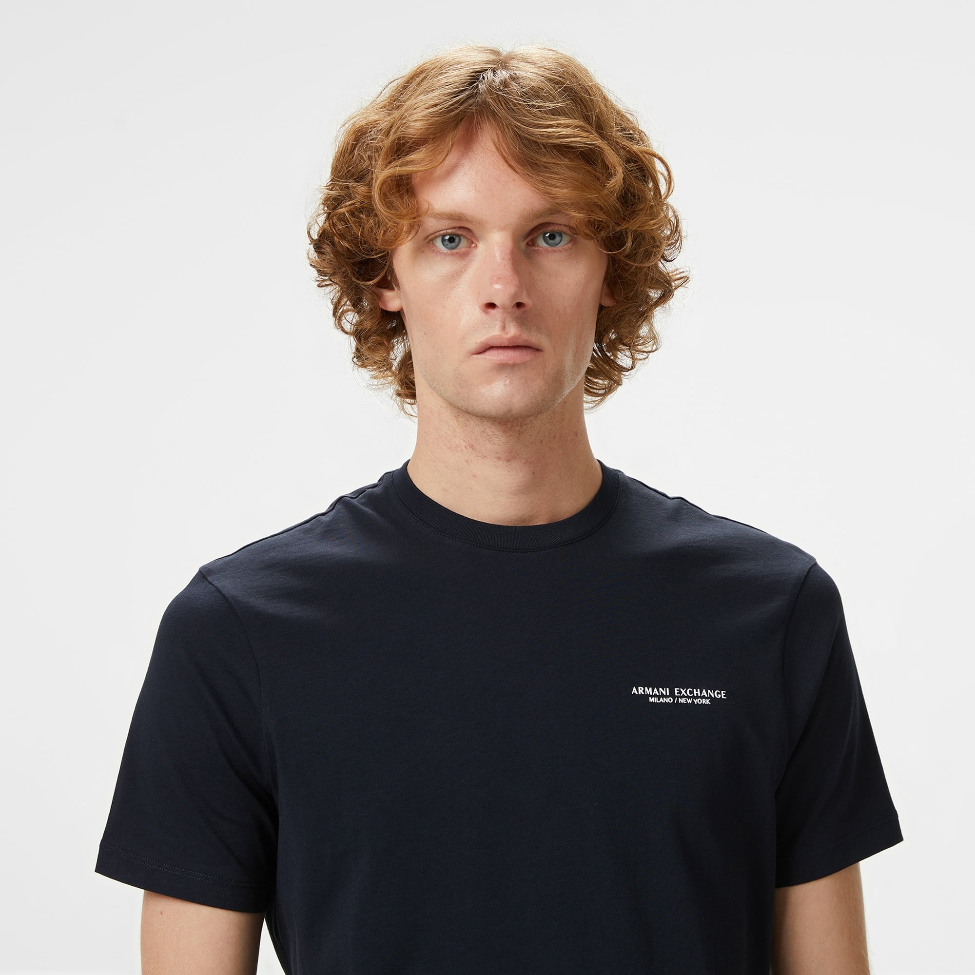 Armani Exchange Erkek Lacivert Bisiklet Yaka T-Shirt