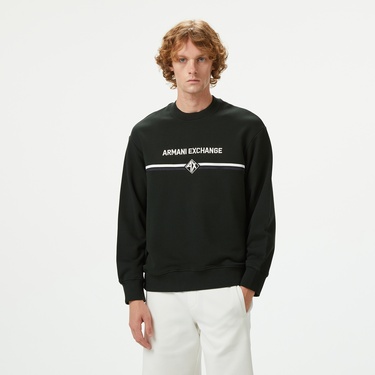  Armani Exchange Erkek Siyah Bisiklet Yaka Sweatshirt