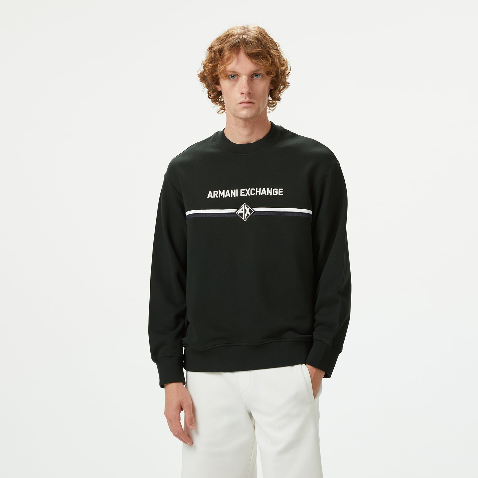  Armani Exchange Erkek Siyah Bisiklet Yaka Sweatshirt