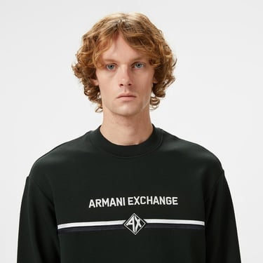  Armani Exchange Erkek Siyah Bisiklet Yaka Sweatshirt