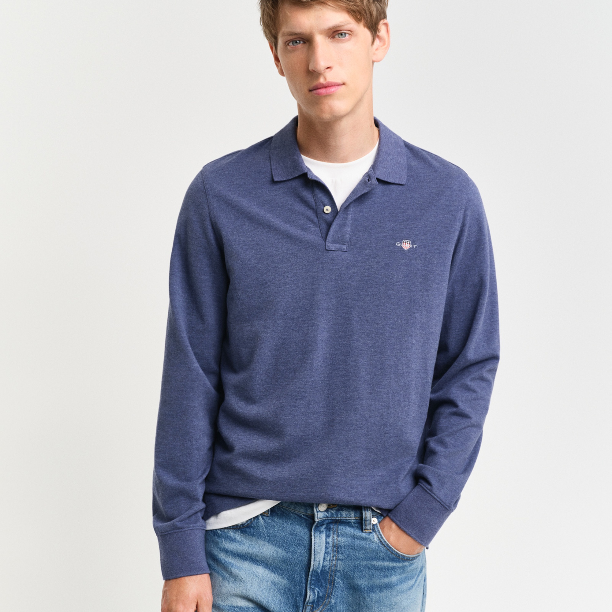 GANT Erkek Mavi Polo Yaka Triko