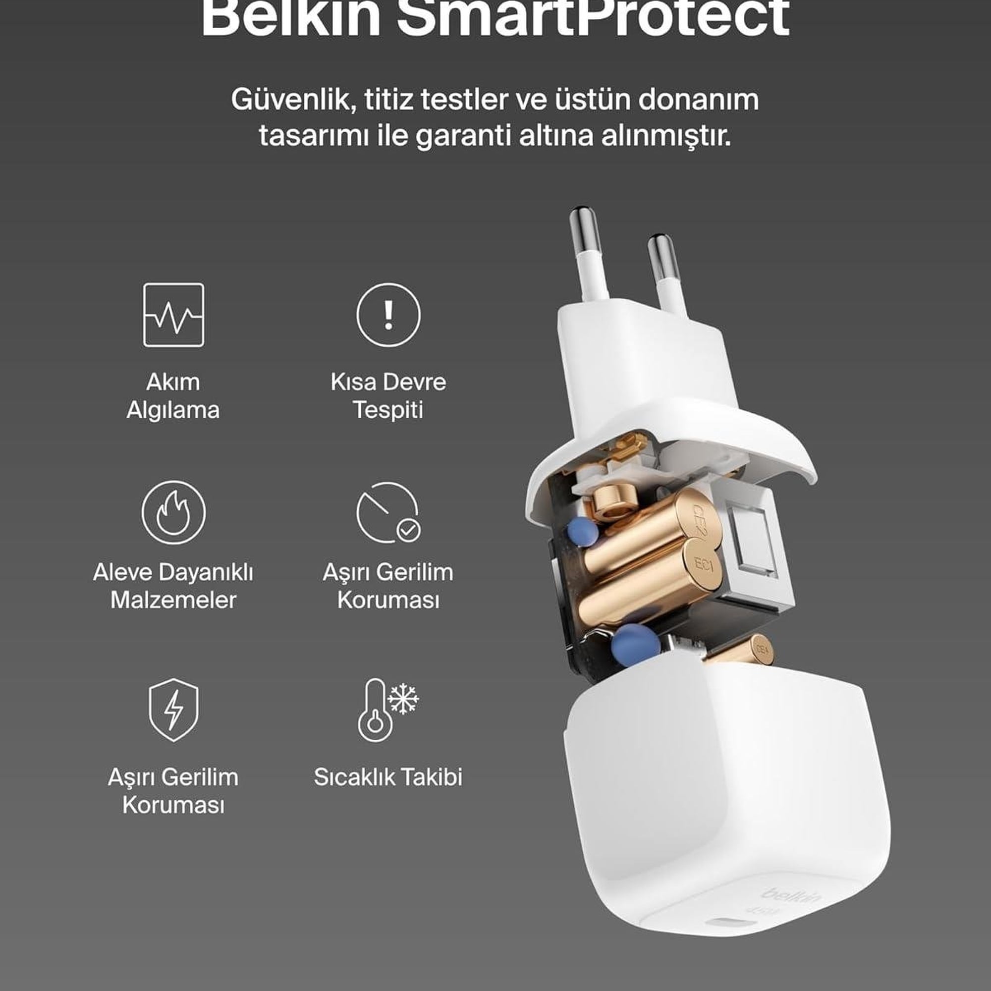 Belkin Kompakt 45 W USB-C Güç İletimli Hızlı Şarj Aleti, Beyaz