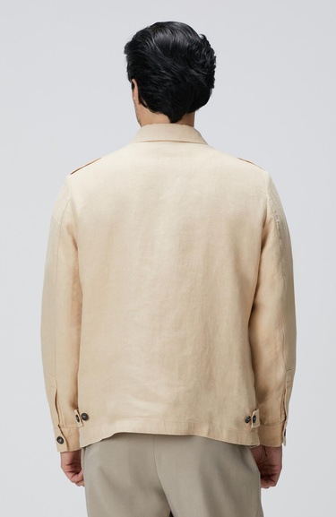  Network Erkek Bej Diyagonal Desenli Keten Gömlek