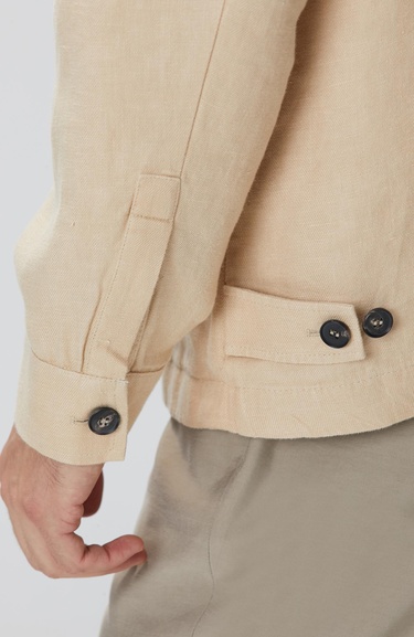  Network Erkek Bej Diyagonal Desenli Keten Gömlek