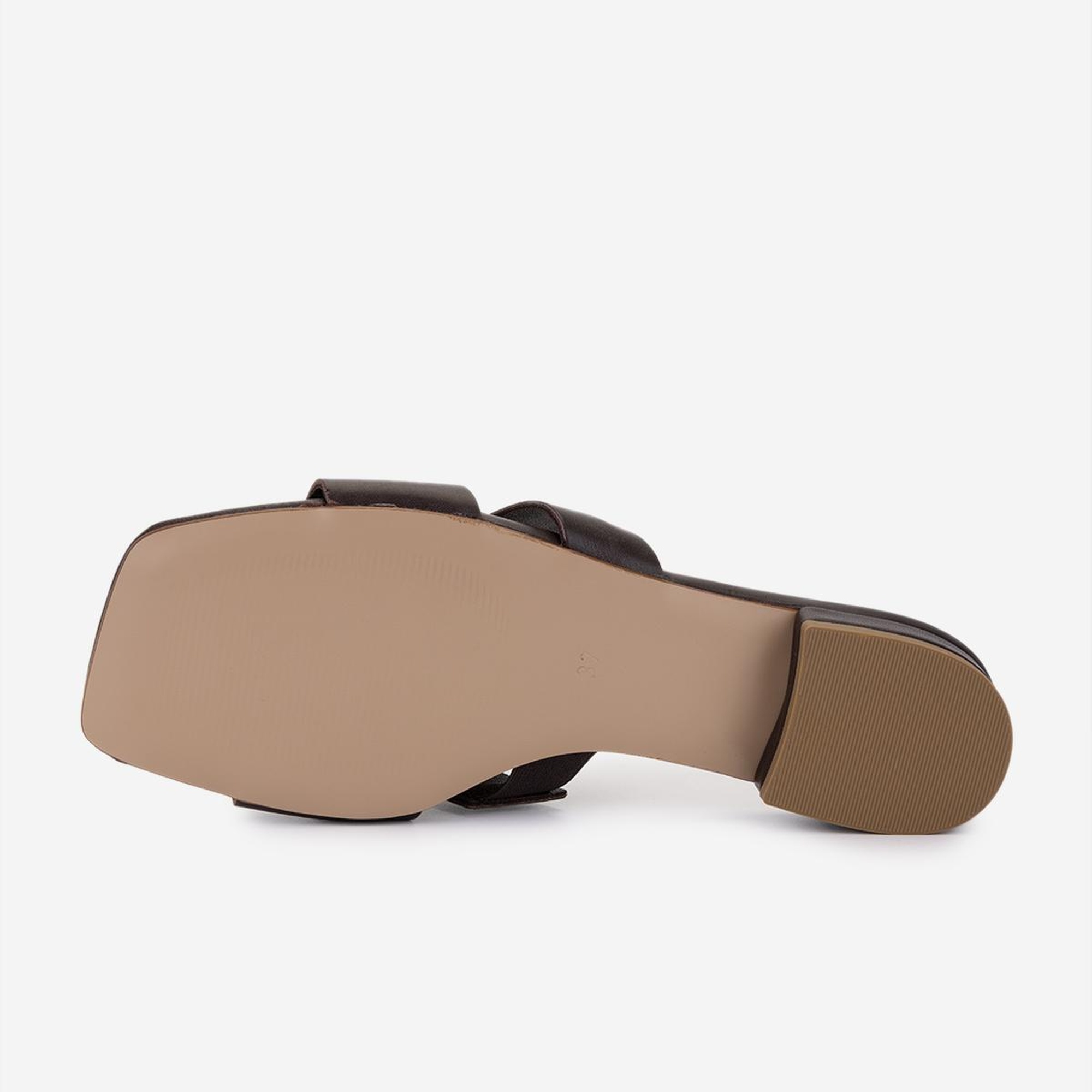 Valmenti Kadın Hakiki Deri Kahverengi Düz Terlik