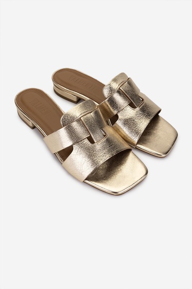  Valmenti Kadın Hakiki Deri Sarı Düz Terlik