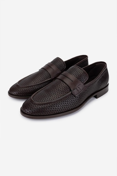  Valmenti Erkek Hakiki Deri Kahverengi Loafer Ayakkabı